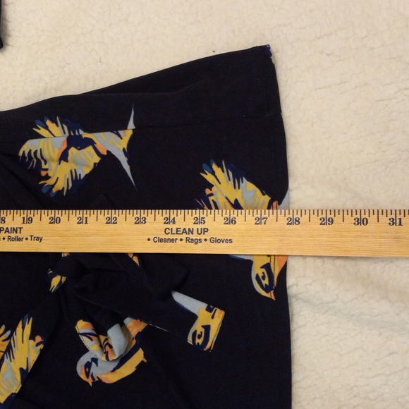 Deletta Anthropologie Fly Away Canary Large Bird Print Navy Blue Tunic SZ M - Picture 10 of 11
